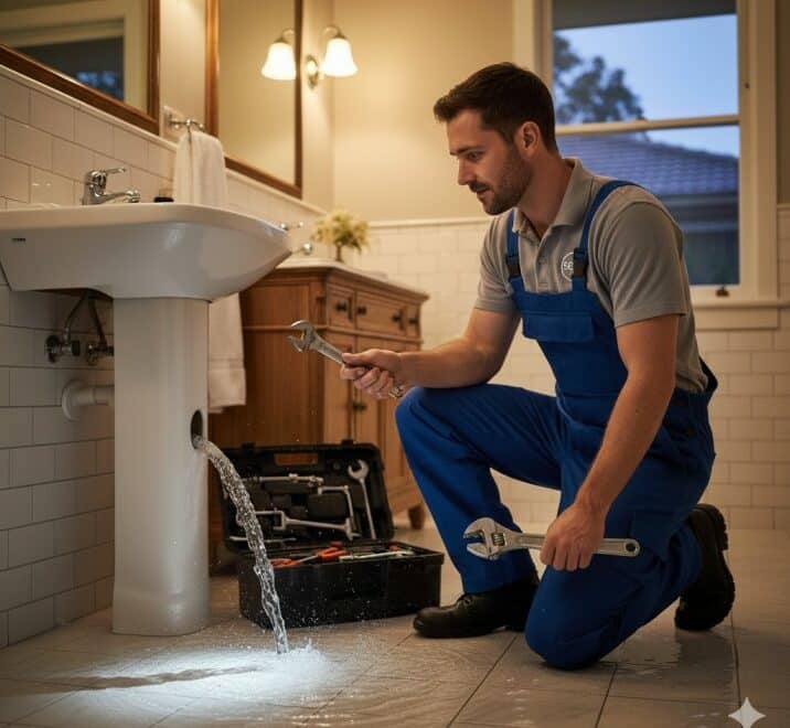 Image of a emergency plumber ready at service.