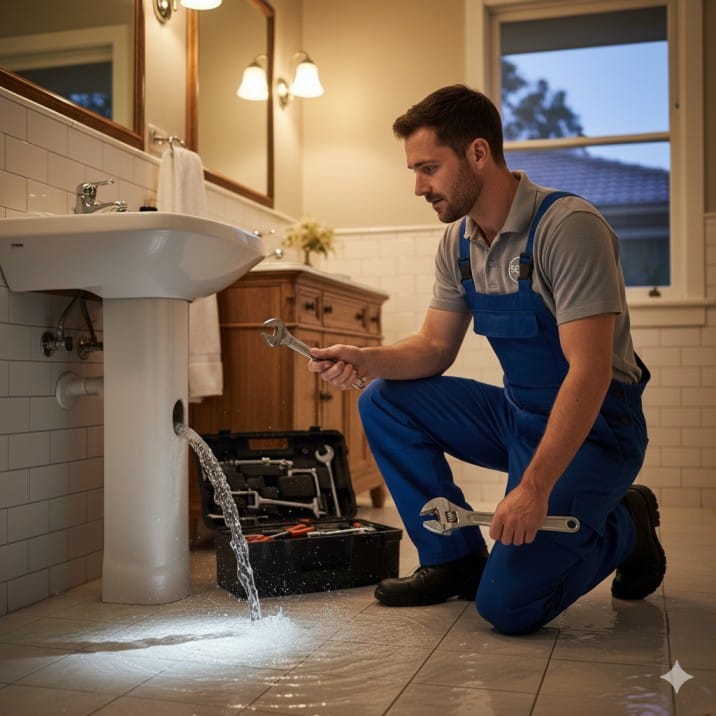 Image of a emergency plumber ready at service.